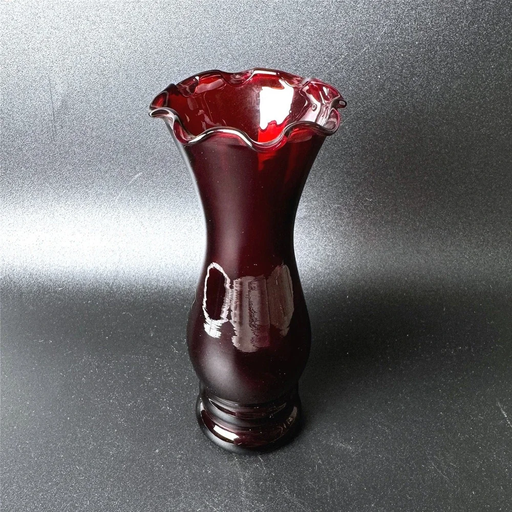 Vintage Anchor Hocking Royal Ruby Red Glass Bud Vase 6